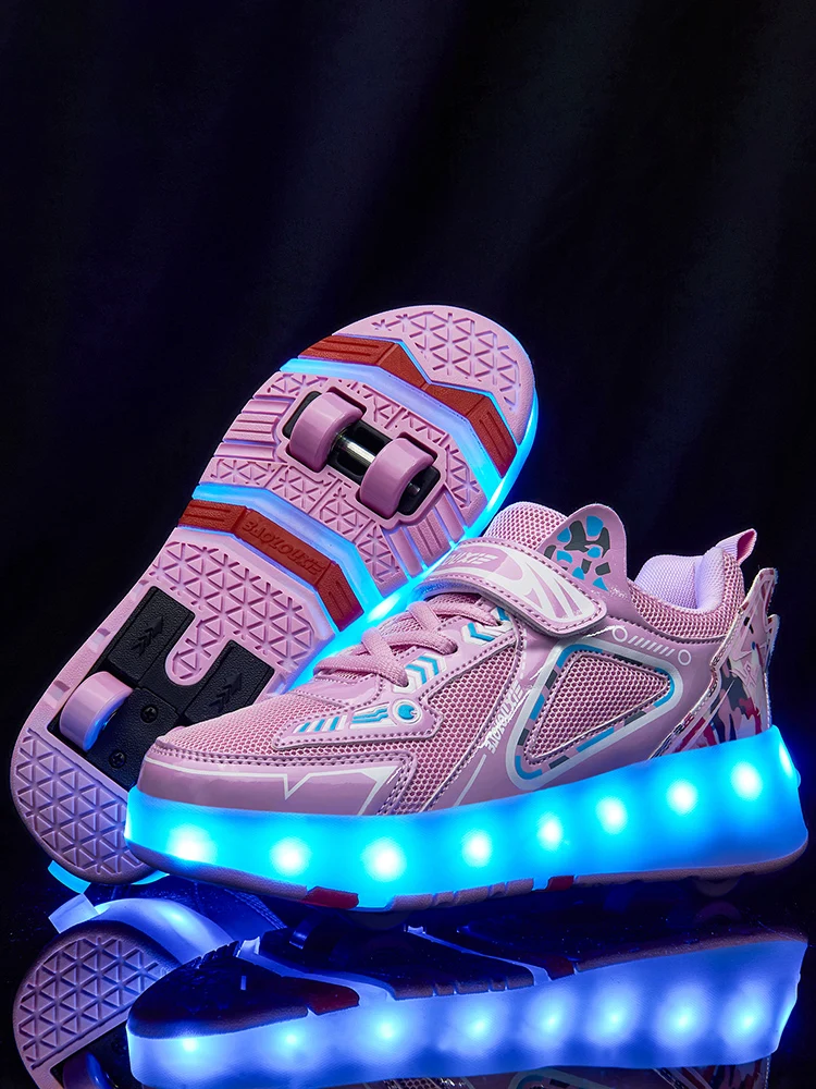 Custom Led Shoes Children Roller Skate Shoes With Wheels Charging