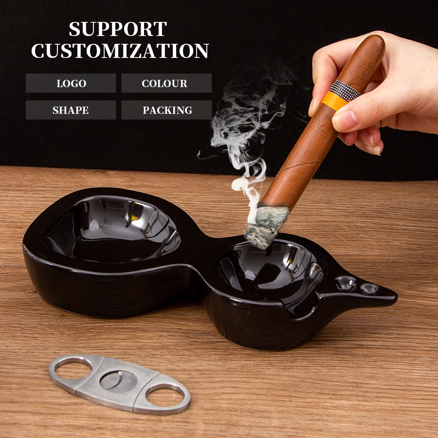 Creative Gourd Ceramic Cigar Ashtray Living Room bar Cigar Ashtray Custom  logo