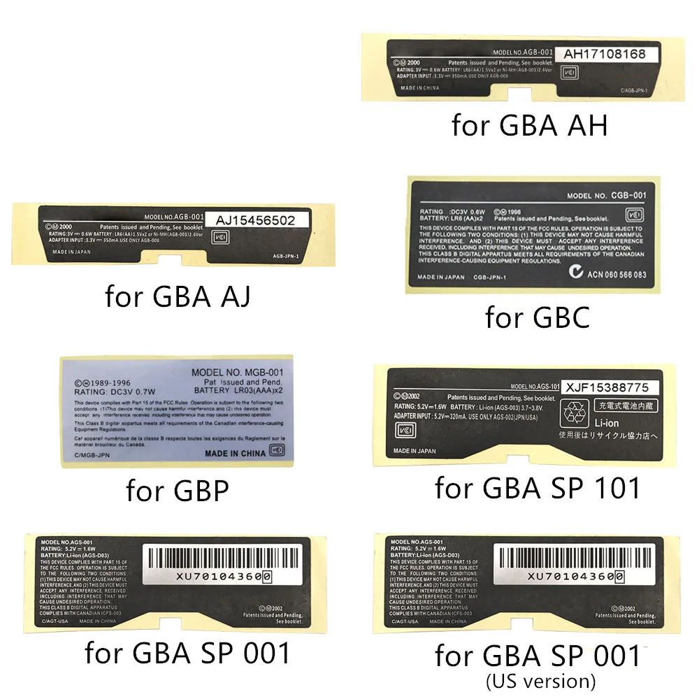 New Label Back Sticker Replacement for GB Advance SP for GBA/GBA SP/GBC/GBP Game Console