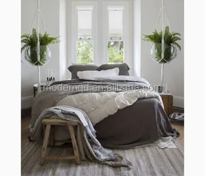 Breathable 100% Pure French Linen Bed Sheet  Comfoeter Set Stone Washed Linen Duvet Cover Set