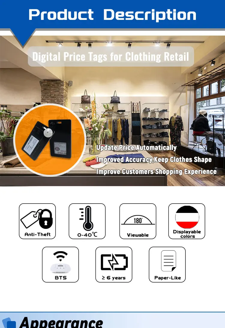 E Ink Display Digital Price Tags Color Shelf Label Electronic Labels ...