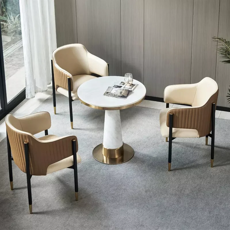 Design Modern Dining Tables And Chairs Metal Frames Striped Embroidered
