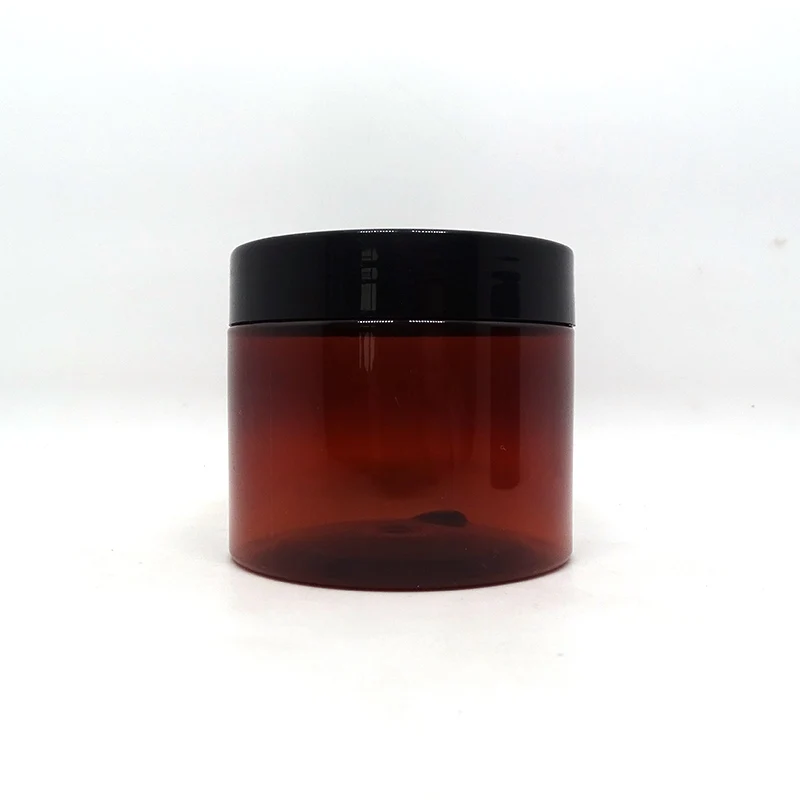100ml 120ml 150ml 200ml 250ml 300ml 500ml amber pet plastic jars with black lid