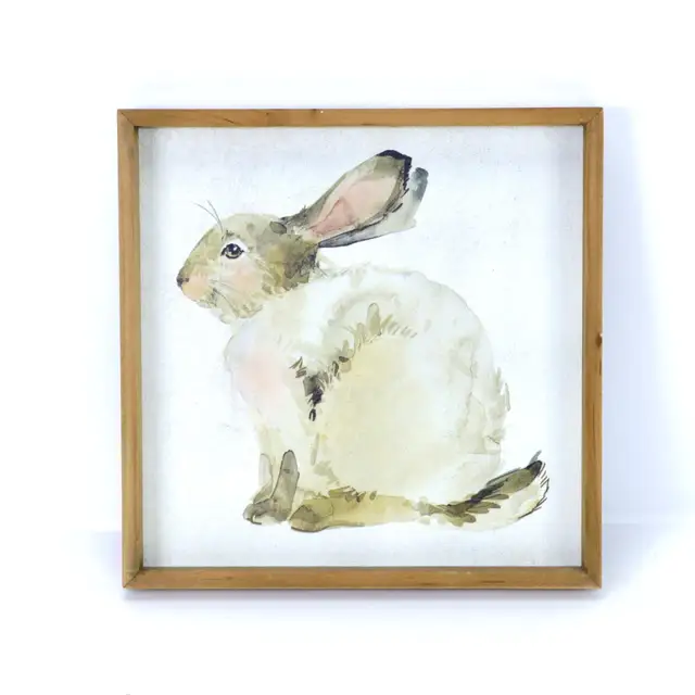New Product Easter Bunny Rabbit Decoration with Wooden Frame for Home Garden Decorative Durable Wood Material