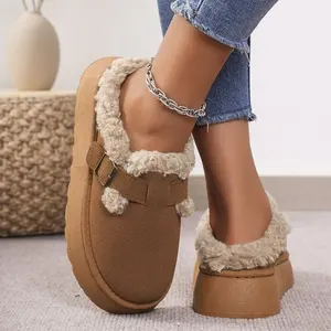 2026 New Women Ladies Slippers High Quality Winter Warm Thick Soles Without Heel-covered Real Fur Slipper Shoes for Women