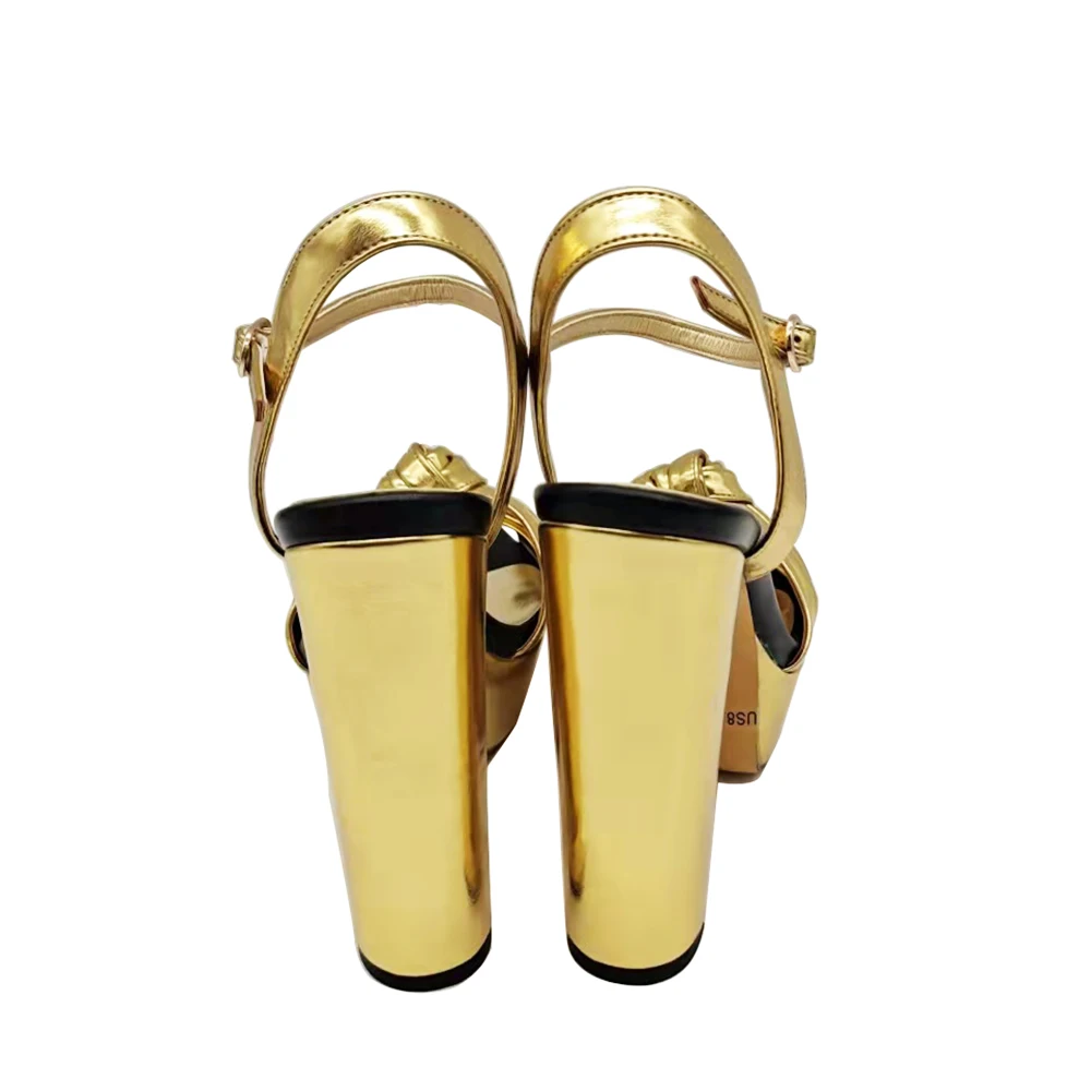 slim fit dress slacks Island Arrival Gold Faux Leather Platform Espadrille Sandals