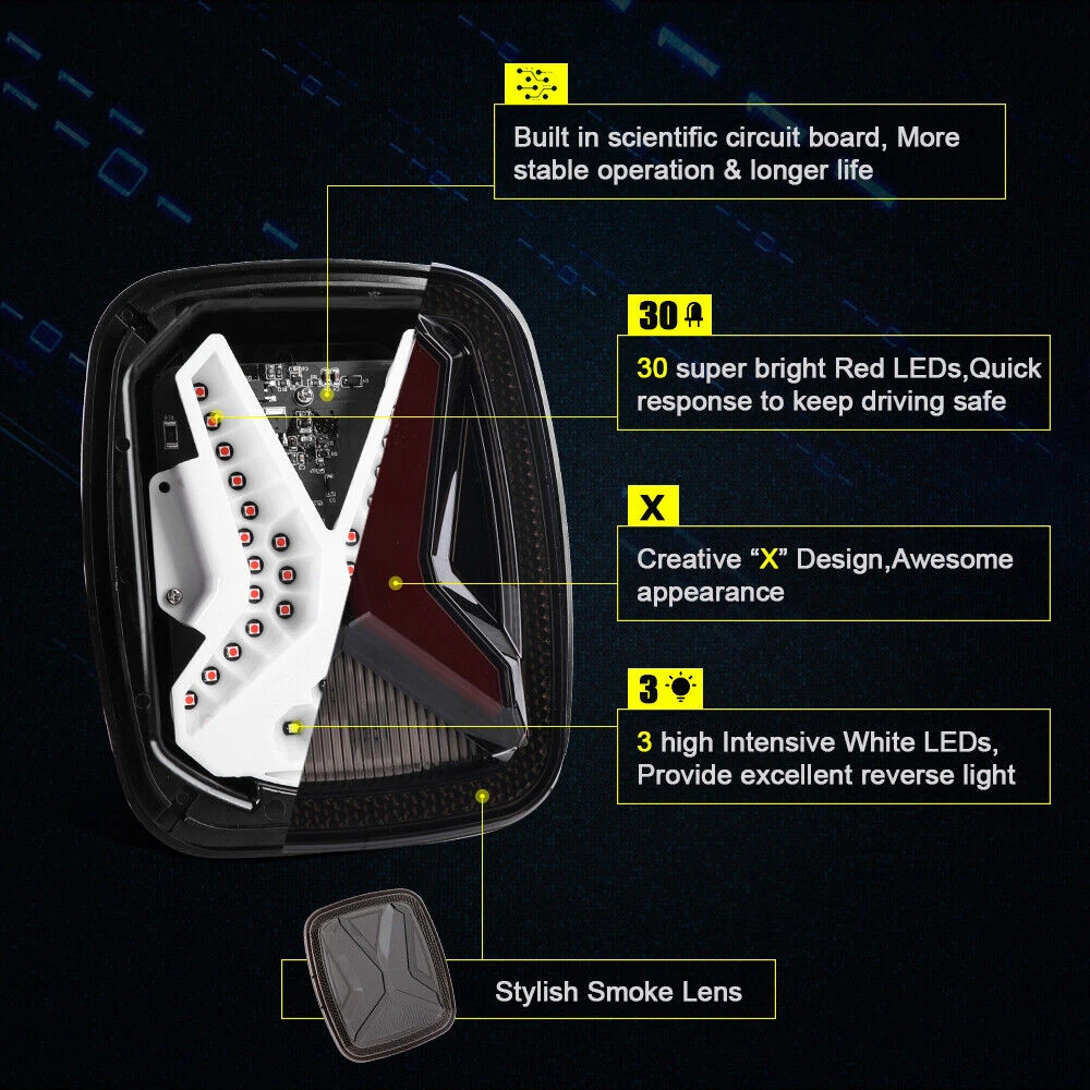 Car Light Assembly Led Smoked Rear Lamps Brake Reverse Light Daytime