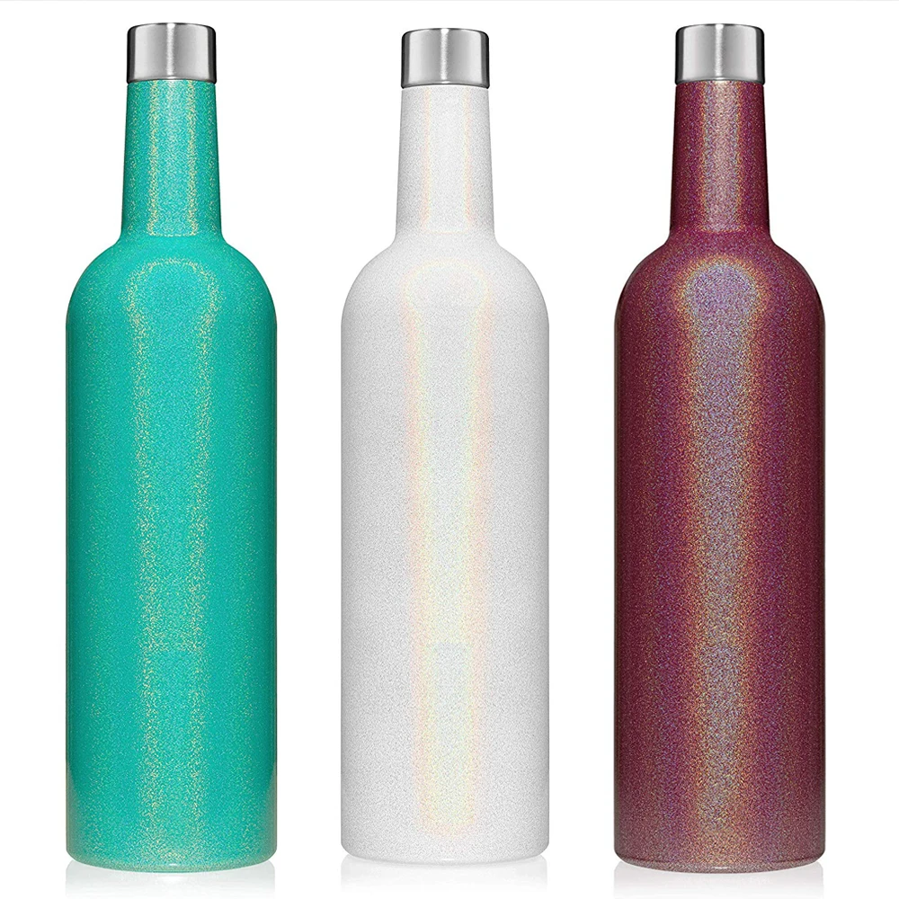 Wholesale 25 Oz Glitter Wine Insulator Triple-Walled 750ml