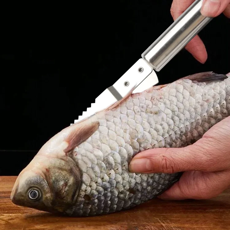 Sharp Multipurpose Fish Gutting Knife Seafood Fish Descaler Scale Scraper Cleaning Tool Stainless Steel Fish Scaler Remover