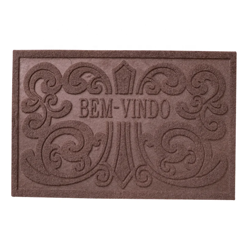 Embossed Velour Polyester Floor Mat PVC Doormat