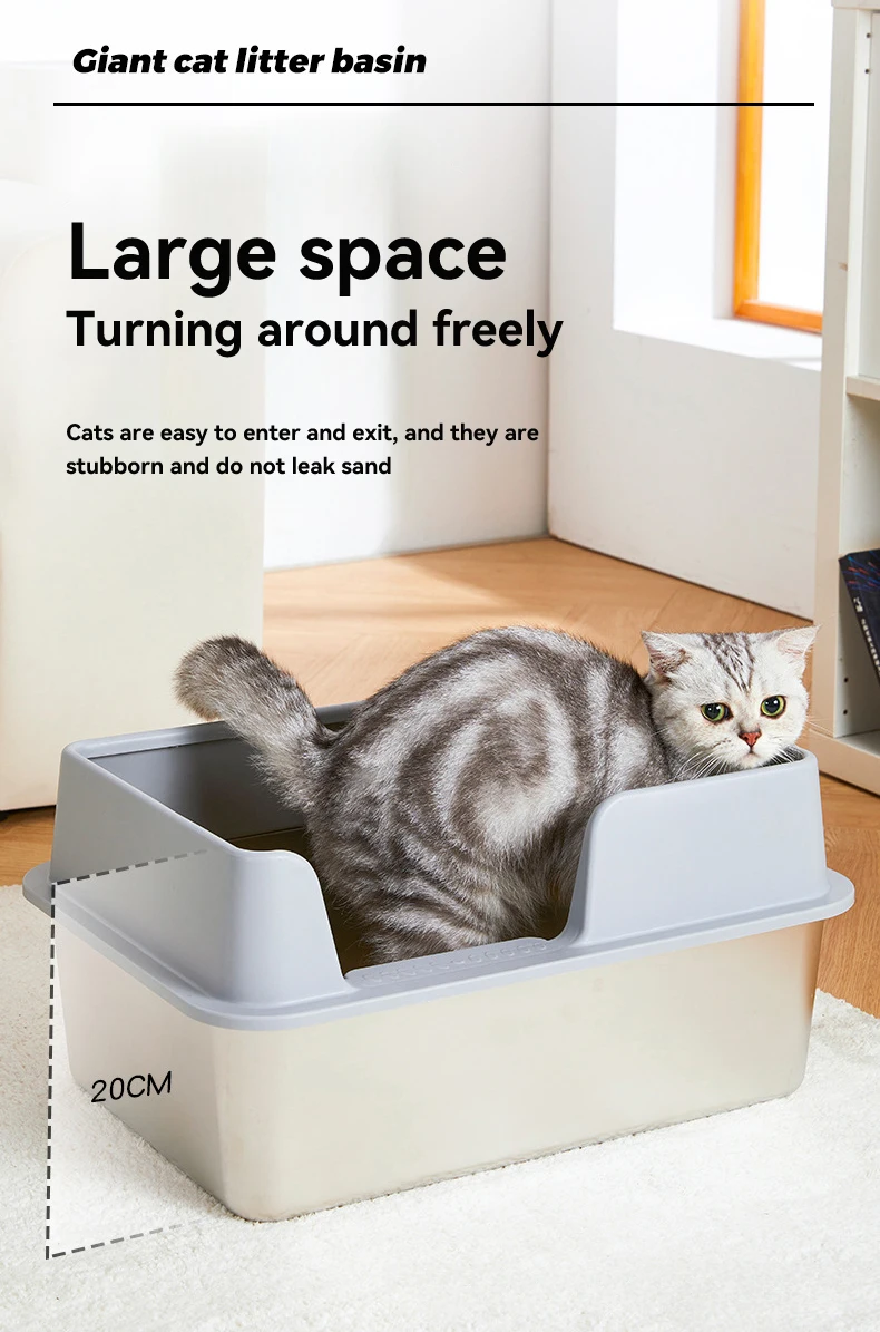product pet products litter box stainless steel large deepen semi enclosed stainless steel litter box cat toilet cat litter box-4