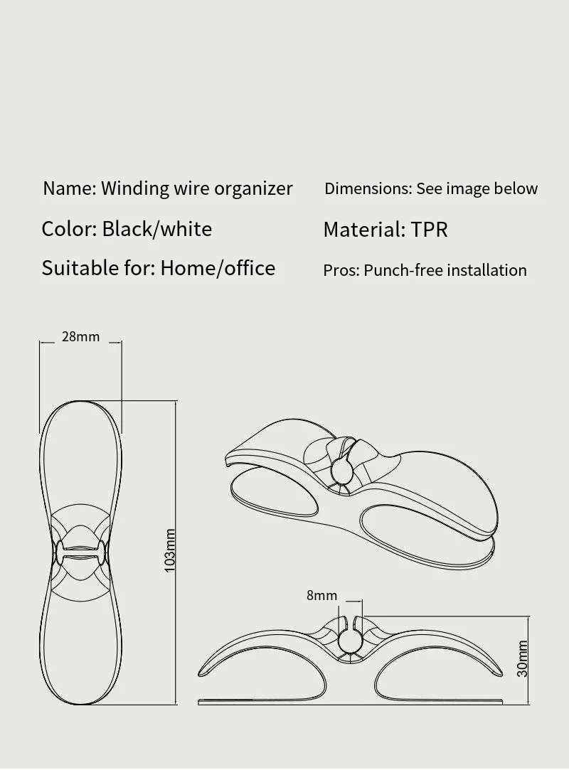 Kitchen wire winder Home appliance soft wire storage fixer Winding silicone finishing wire clip factory