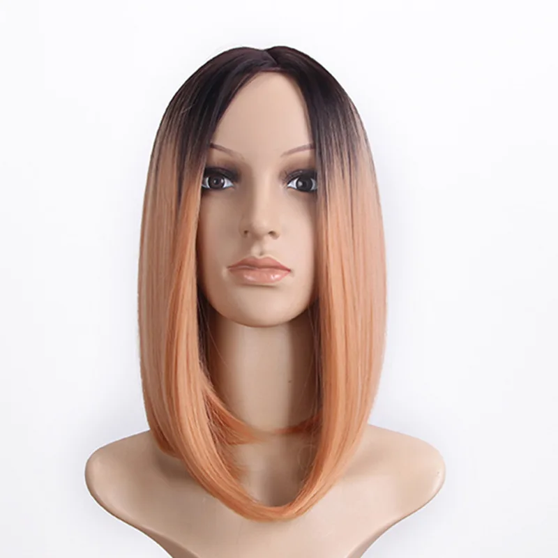 Мятно-зеленый короткий прямой синтетический парик средней части парик Боб термостойкие косплей для вечеринки красочные парики для женщин