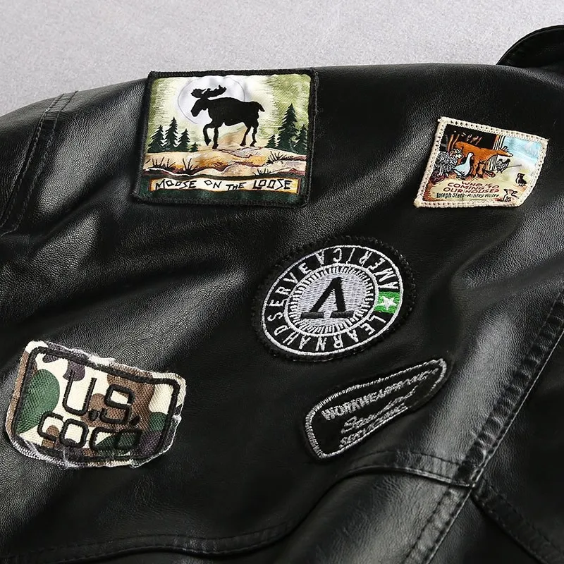 Wholesale high-quality winter Casual street fashion PU men's embroidered leather loose lapel jacket_voghion.com
