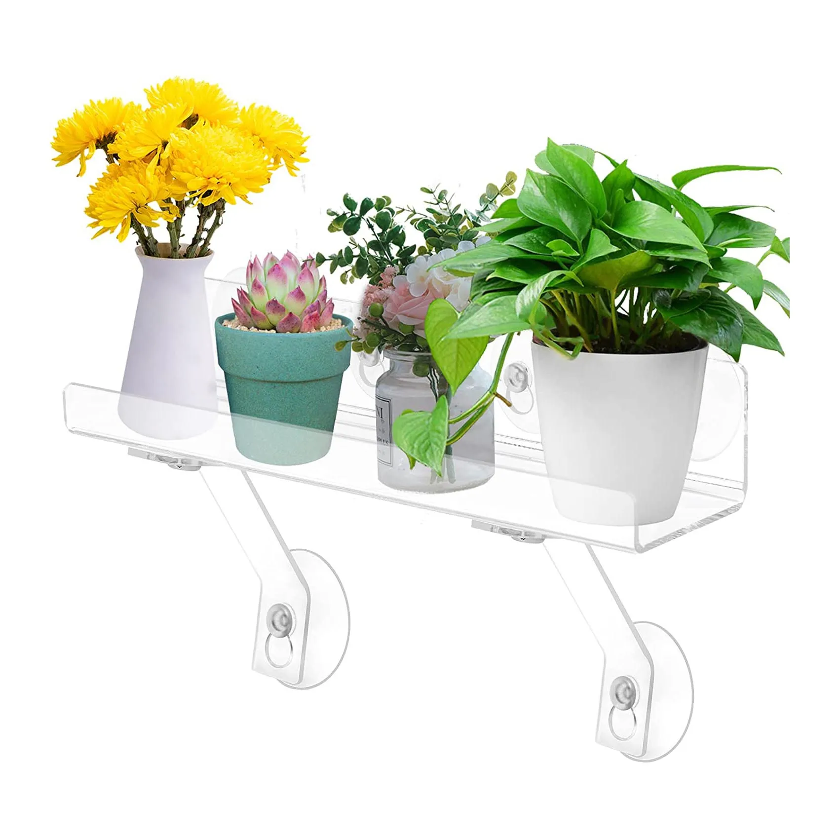 Suction Cup Shelf Rack For Plants Window 15 Inch Window Shelf For