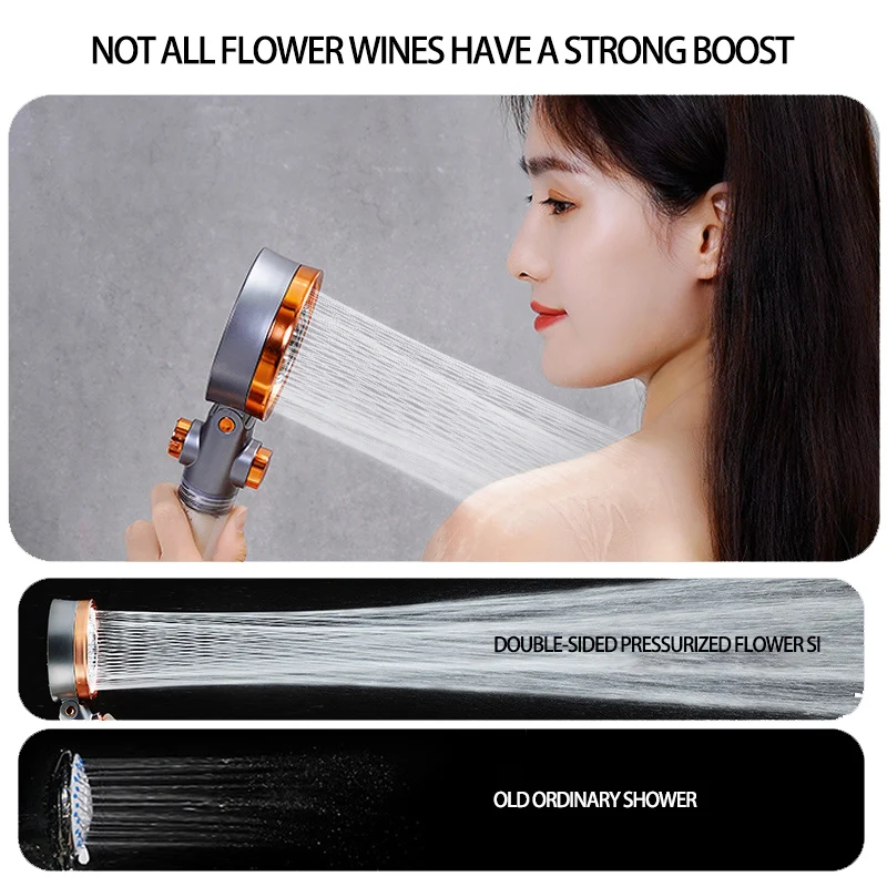 Bathroom Double-sided Use Rainfall Filter Shower Head, Powerful Pressurized Hand Shower, Negative Ion Filter Spray Shower Head