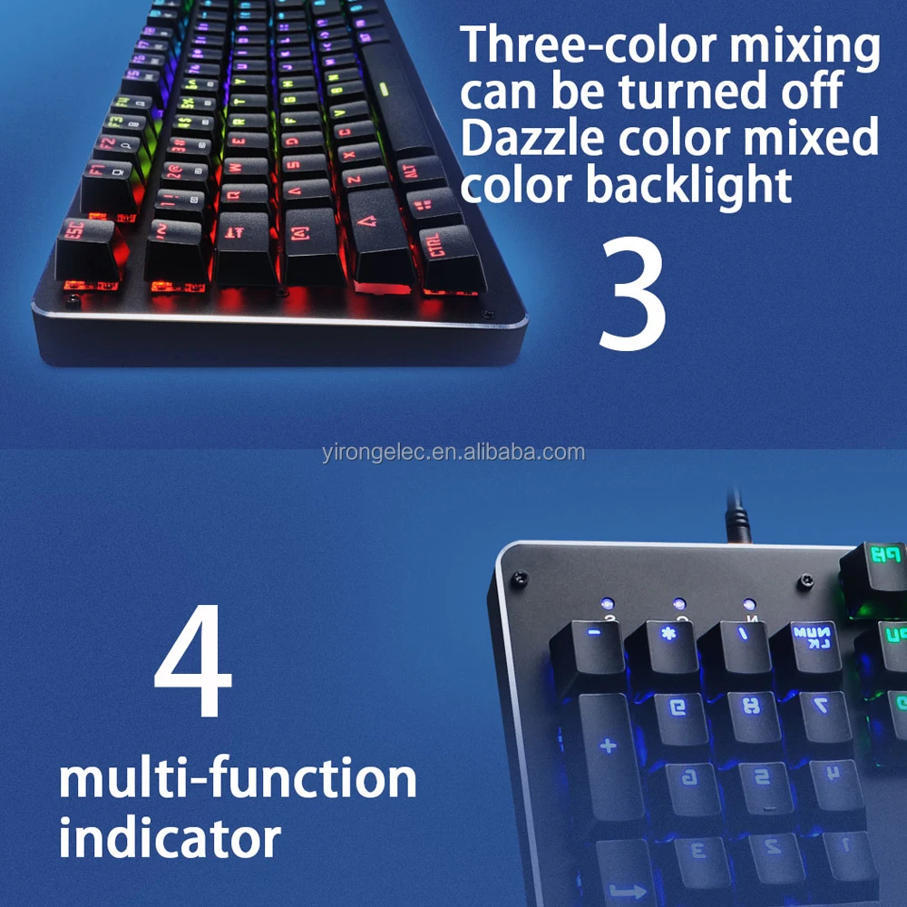 New 104 Keys Rgb Computer Rgb Office Red Zuoya Mechanical Keyboard For