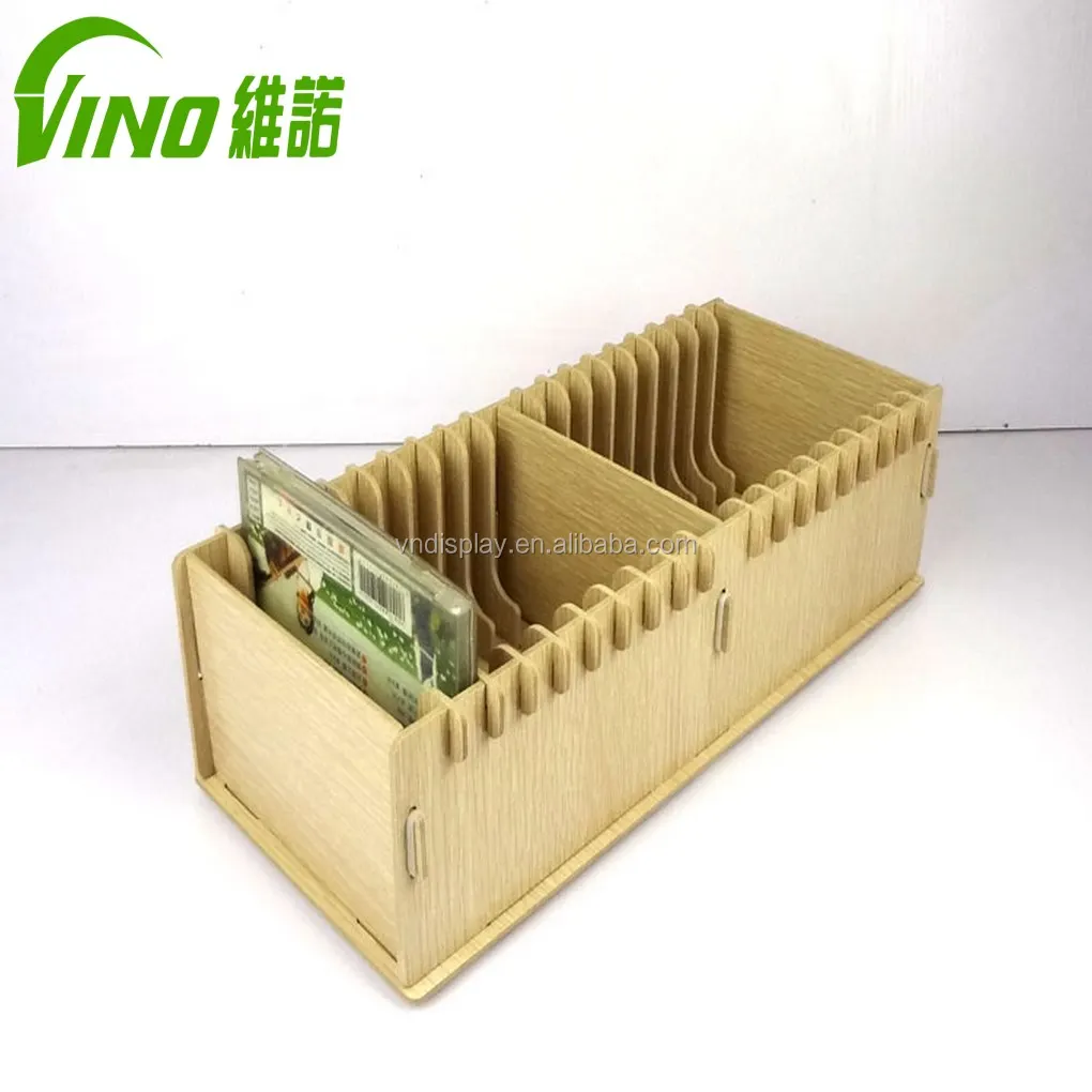 Counter Top Wooden Vinyl Disc Cd Rack For Retail