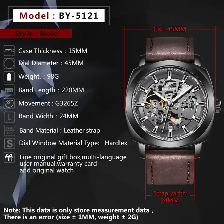 Luxury Waterproof Men's Automatic Skeleton Mechanical Watch OEM