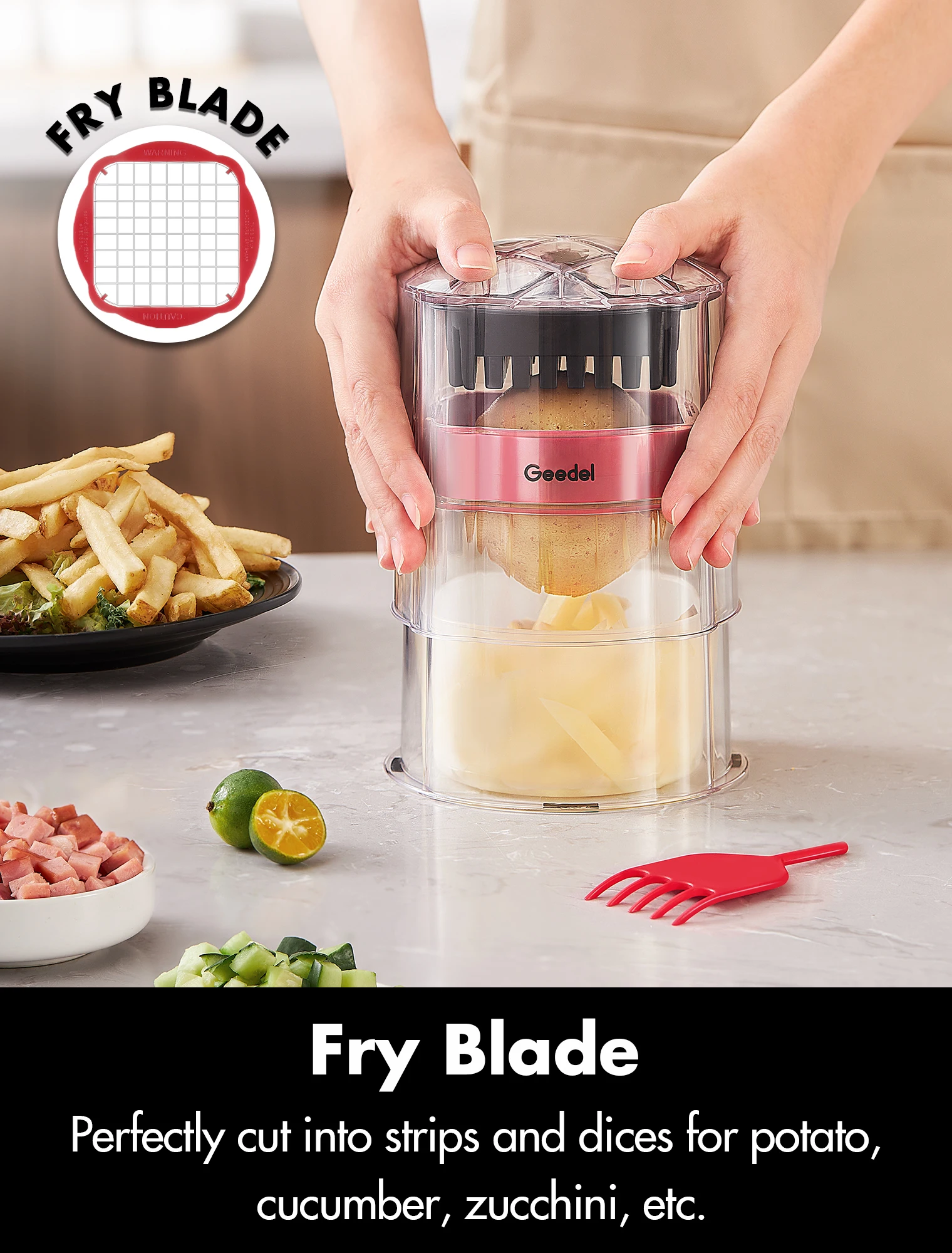 Safe and Easy-to-Clean Multi-Function Manual Food Chopper Plastic Fruit Vegetable Slicer and Cutter