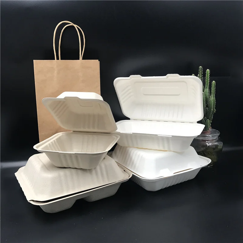 Sugarcane Meal Tray Factories Disposable Pp Plastic 1000Ml American Square Food Container Supplier Dinner And Lunch Box