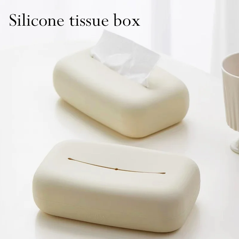 Custom Logo Cube Tissue Box Holder Silhouette Napkin Holder for Home Decorative Car Bathroom Silicone Cover for Table
