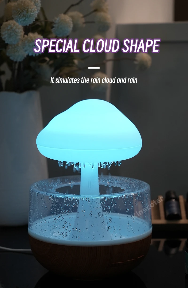 Water Drop Humidifier Room Raining Drop Humidifier Colorful Led Night