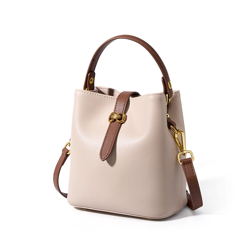 Wholesale Factory Supply Lady Famale Leather Crossbody Cross Body Shoulder Bag Cow Leather Cowhide Bag for Ladies Bucket Bag