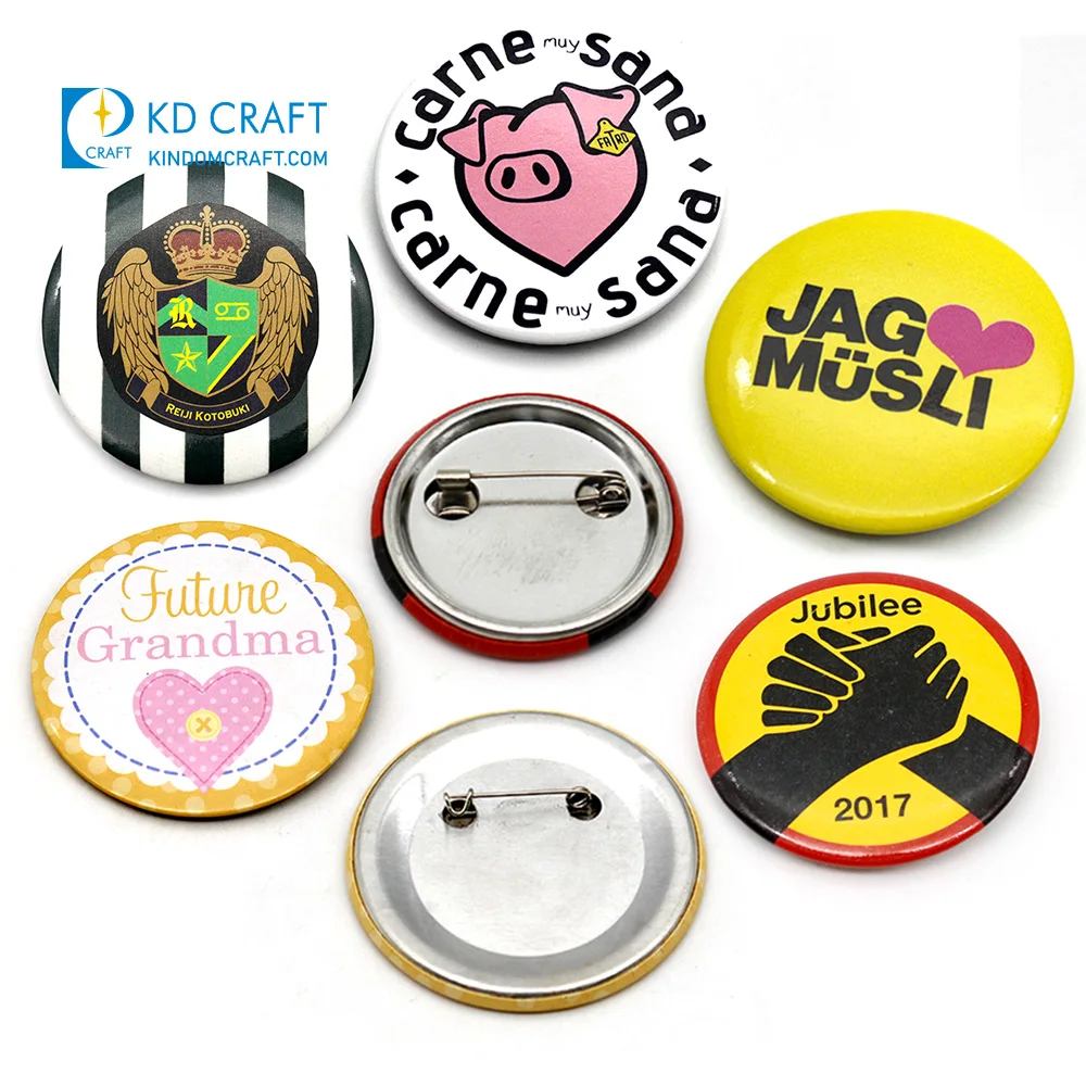 Popular Design Cheap Custom Metal Tin Tinplate logo Printed Fun Funny smiley Smile Face Pin Button Badge with Deluxe Clutch