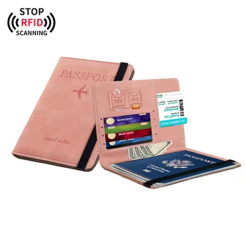 Premium RFID Wallet Card Holder PU Leather ID Bag Anti-Demagnetization Anti-theft Brush RFID Blocking Passport Cover
