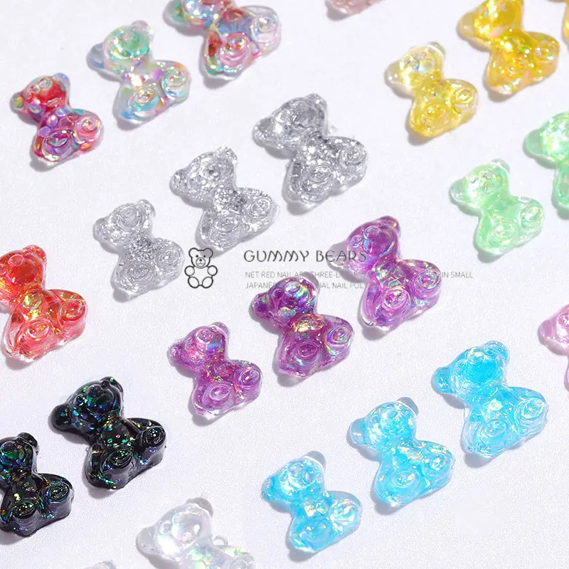 12pcs Resin Gummy Bear Charms for Nail Art Decorations Mixed