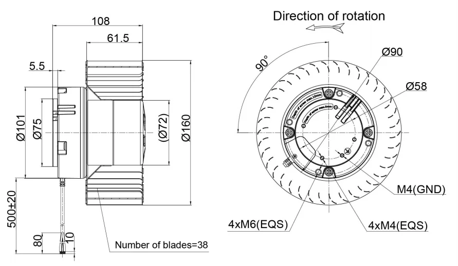 Centrifugal Fan, EC-DC, Brushless, IP55, 160x108mm - detail 4