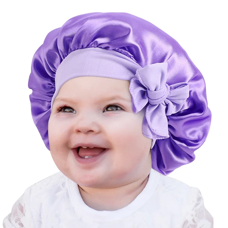 Hair Wrap Baby Silk Hair Bonnet Customized Logo Cute Baby Bonnets