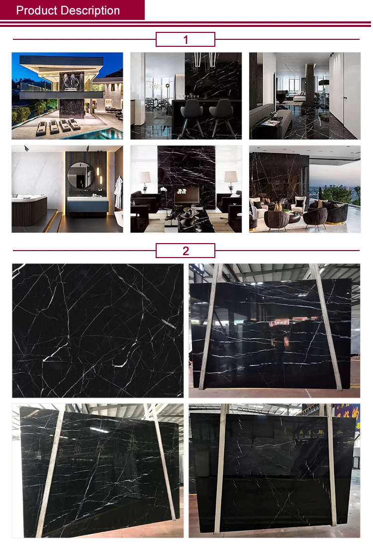 Living Room Bathroom Dining Table Flooring Marble High Quality luxury Black Floor Tile Marble Polished Surface Finishing Marble