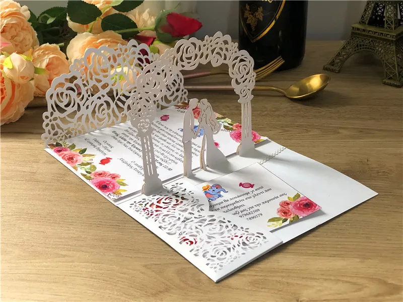 Paper Laser Cut Invitations Luxury 3 d Card Multi color For - Temu