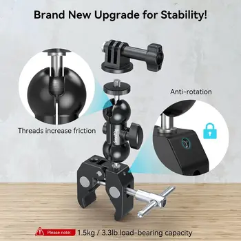 SMALLRIG Camera Mount Clamp Kit, Ball Head Magic Arm with Clamp, Super Clamp with Non-Slip Threads, for Gopro, Webcam, Camera detail image