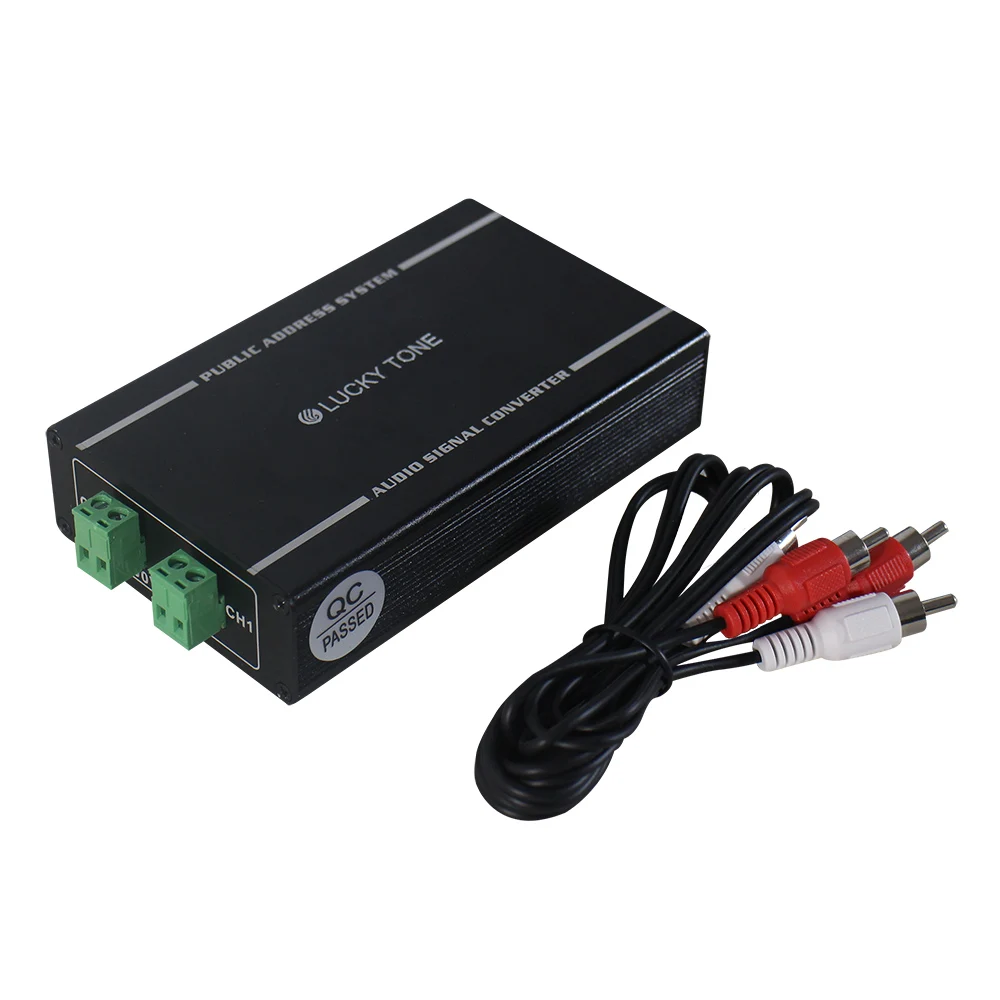 2 Channel 100V Input 1.3V Line Output Aluminum Audio Converter for 100V Speaker Systems