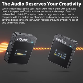 Godox MoveLink II M1 M2 2.4GHz Wireless Lavalier Omnidirectional Microphone Transmitter Receiver for Phone DSLR Camera detail image