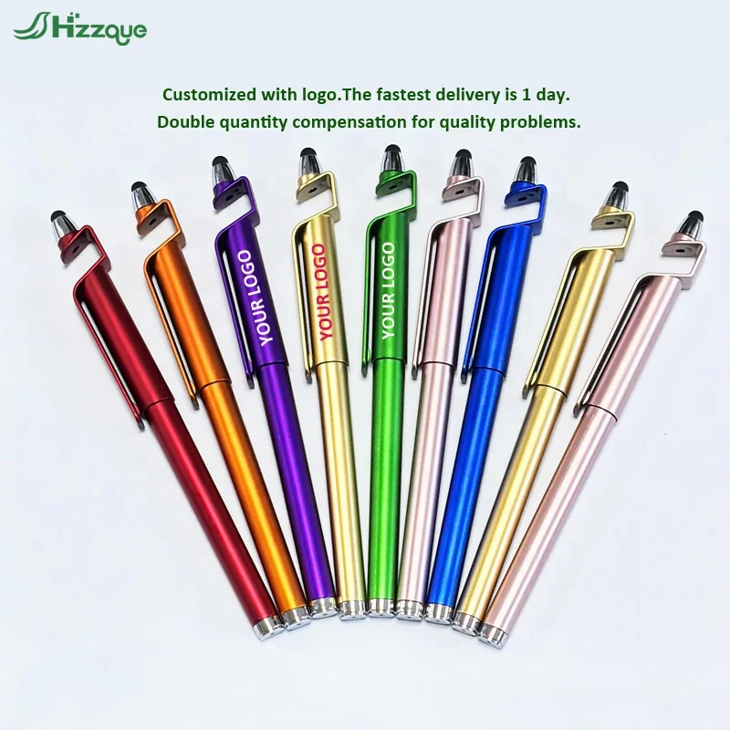 Promotional New Multi Function Ball Stylus Soft Touch Screen Pen Mobile Holder Gel Pen Ballpoint Pen 3 in 1 With Custom Logo
