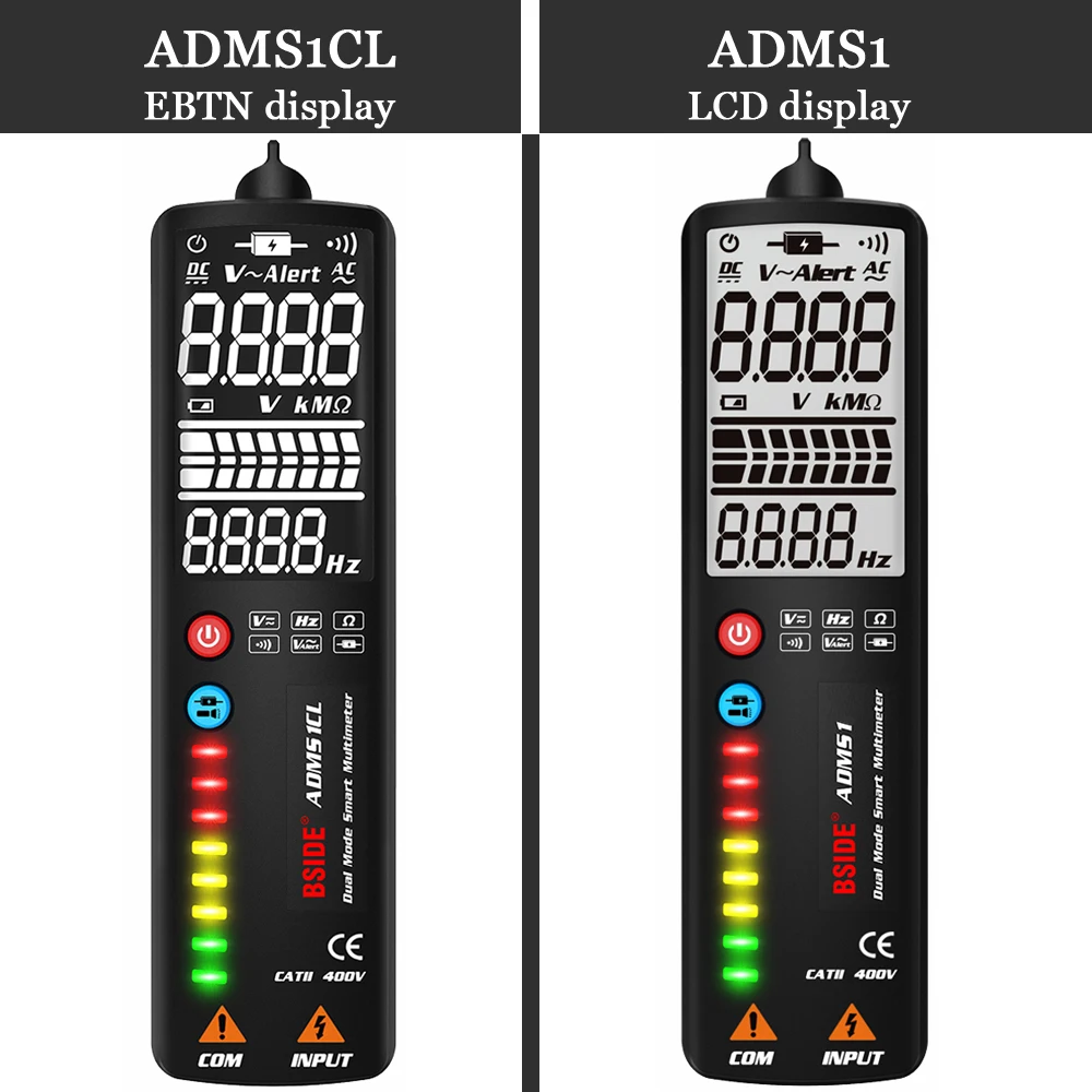 BSIDE ADMS1 2-in-1 Digital Multimeter Curved Screen Smart Voltmeter & NCV Live Wire Tester CE RoHS FCC Certified