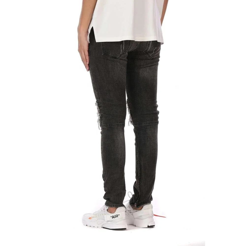 Новый стиль модные оптовая продажа обтягивающие мужские джинсовые брюки с нашивкой в виде царапин
