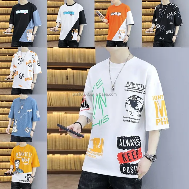 2024 Men's fashion loose fitting printed shirt casual sports T-shirt cartoon fashion designer T-shirt