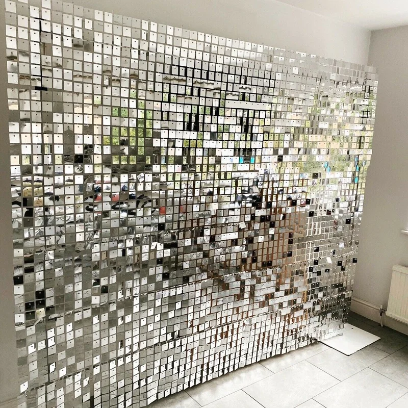 2.1 X 2.1 Meter Mirror Effect Sequin Shimmer Wall Panel Backdrop