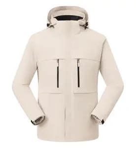 OEM ODM Custom Logo 3 1 Winter Windproof Waterproof Stand Zipper Softshell Hunting Hiking Mountain Detachable Outdoor Jacket