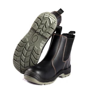 Men's Mid-top Safety Slip-on Boot Steel Toe Anti Smash Puncture-proof Security Shoe Factory Construction Labor Work Footwear