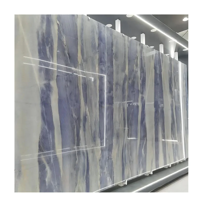 Natural Royal Spectrolite Blue Quartzite Exotic Stone Slab Book Match Wall Background  Decoration