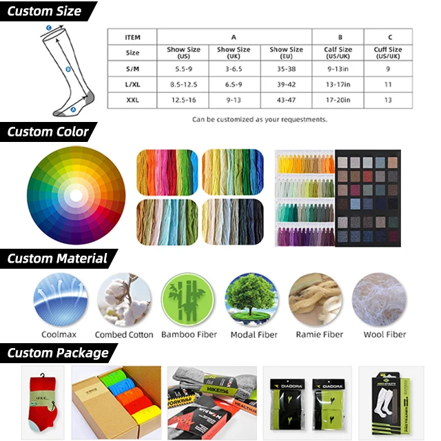 Custom Print Quick Dry Sport Print Graduated Circulation Copper Floral Nurse Medical Compression Socks
