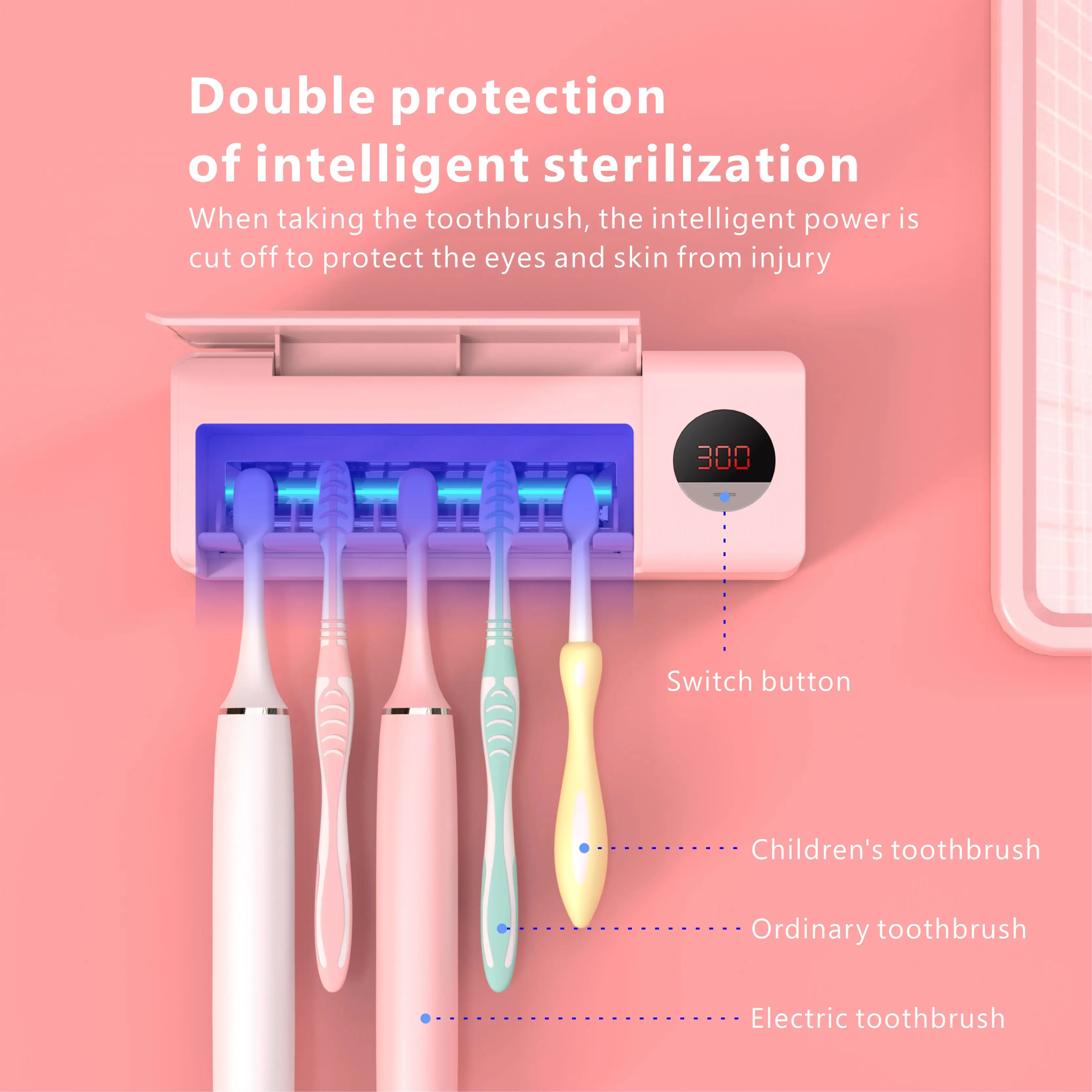 Highquality Rechargeable Wallmounted Uv Toothbrush Sterilizer 99.9