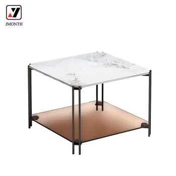 Luxury Contemporary Stainless Steel Base Marble Top Coffee Table And End Table Set For Home