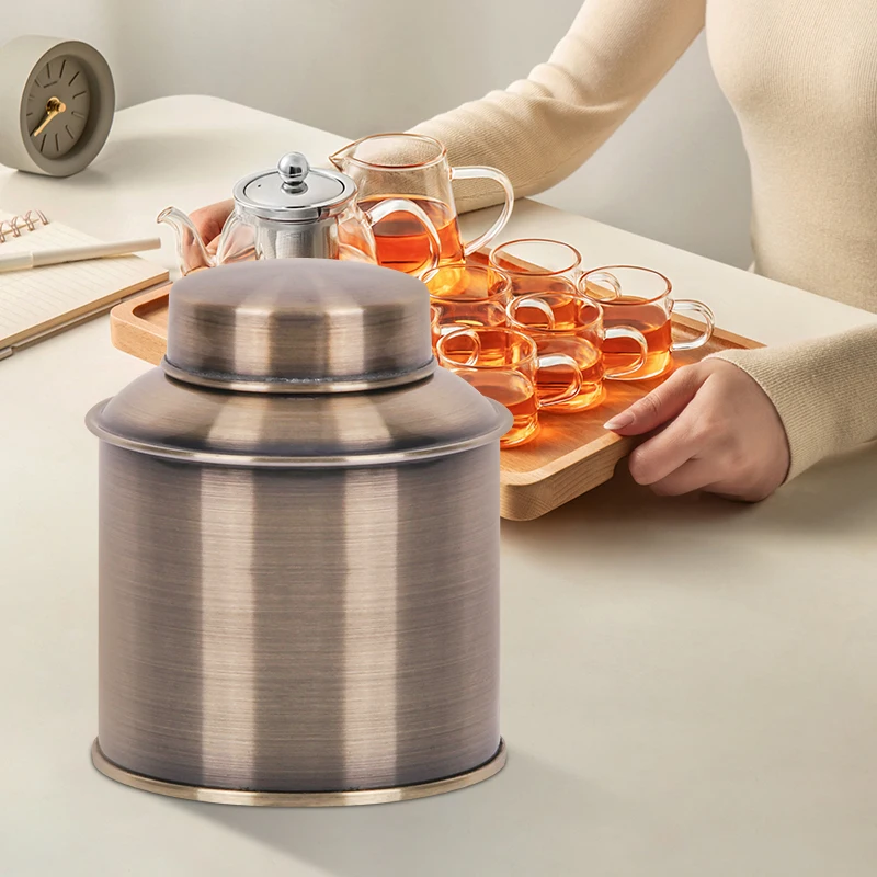 Tea Storage Container Wide-mouth Double-lid High-sealing Moisture-proof Tea Can Stainless Steel Tea Canister
